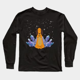 Meditating Dachshund with Crystals Long Sleeve T-Shirt